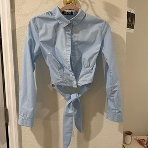 DO+BE cropped structured button-down top